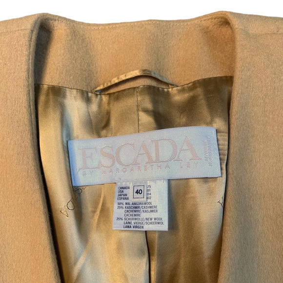 Vintage ESCADA Margaretha Ley Wool & Cashmere Mustard Blazer Coat 40 Jacket - Picture 4 of 6